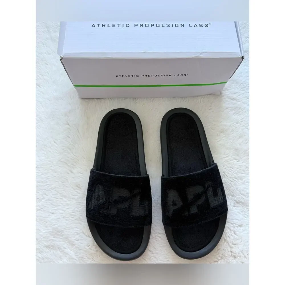 NEW!!! APL women velvet black slides size 7 US Authentic Retail 130& - Picture 1 of 7